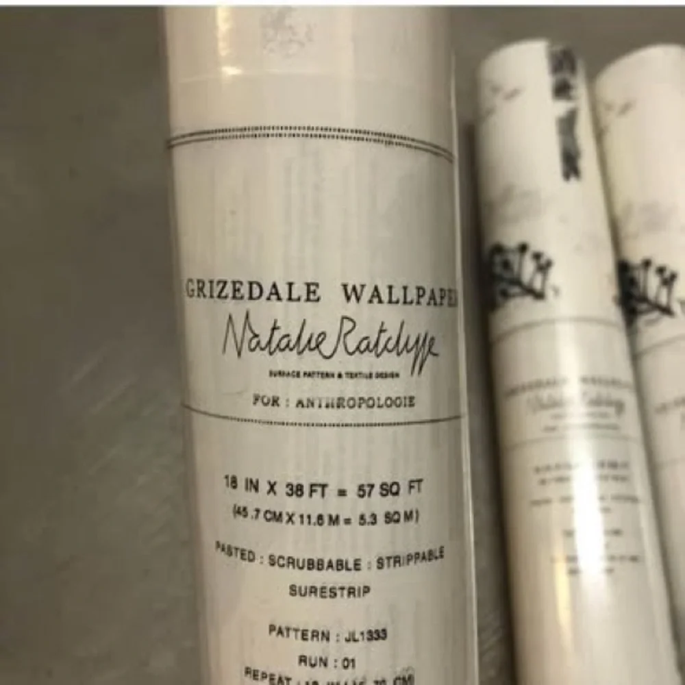 3 Rolls Anthropologie Wallpaper New - Grizedale Artist - Romantic Floral Design